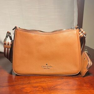 Kate Spade Rosie Brown Crossbody Bag with Striped Strap Brand New
